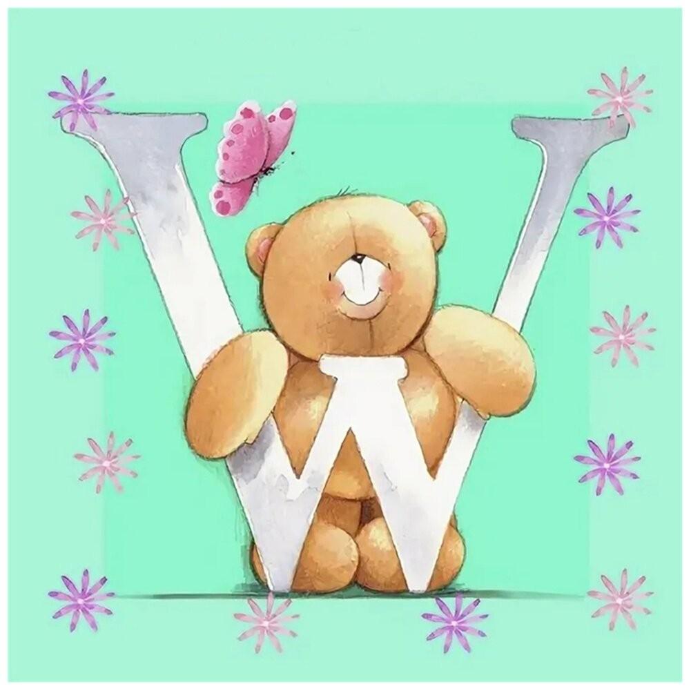 5D obraz diamentowy DIY alfabet kreskówka niedźwiedź 26 angielska litera diament mozaika obraz dżetów haft Home Decor prezent