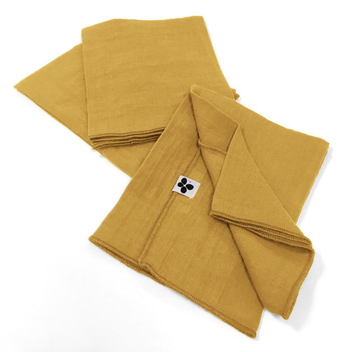 Set of 3 "Gaïa" Napkins 40 X 40 Cm "Cotton Gauze" - Gaïa Safran