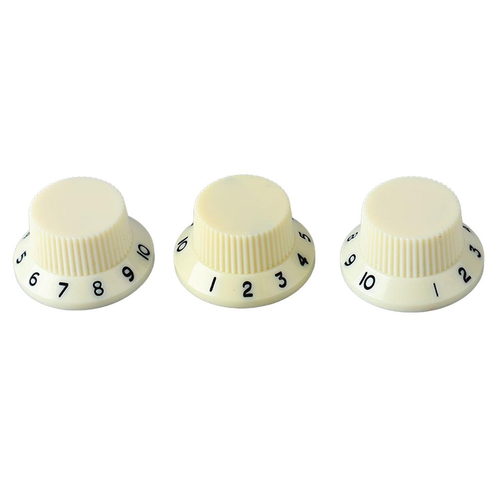 3PCS Potentiometer Rotary Knobs Tone Volume Control Knob Replacement for Electric Guitar Bass Ivory Knob Black Lettering