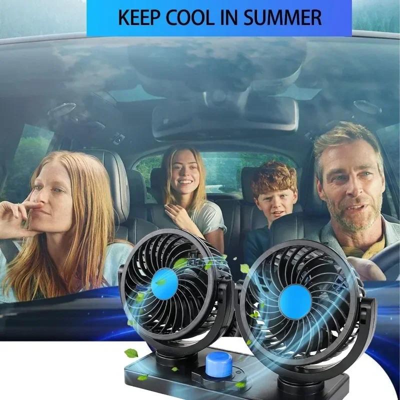 Summer Neck Cooler Fan Dual Head 360° USB Car Fan Adjustable Seat Clip Cooling Fan for Office Home Vehicle Heat Wave Solution