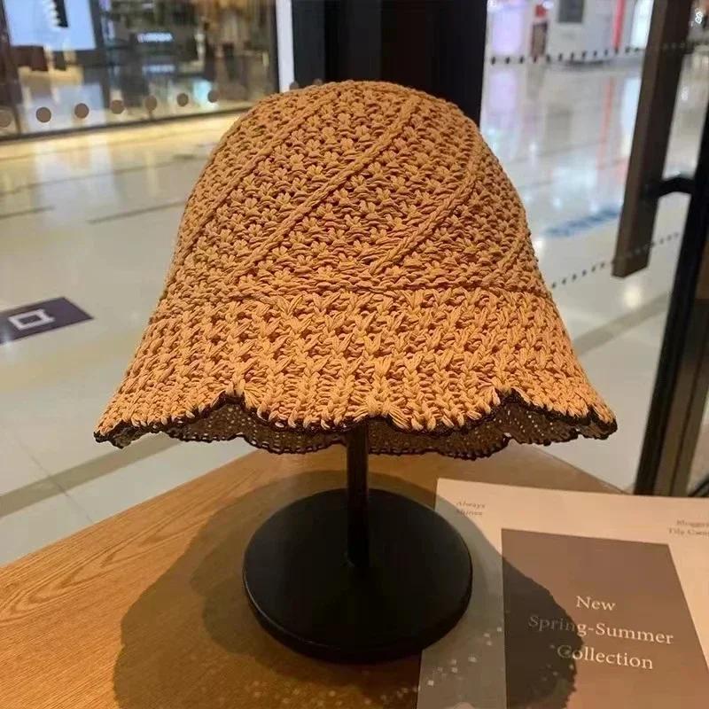 

2025 Summer Straw Hats for Women Foldable Outdoor 2024 Sunshade Hollowed Panama Hat Beach Caps Fashion Elegante Cap Girls Cap 54-58cm
