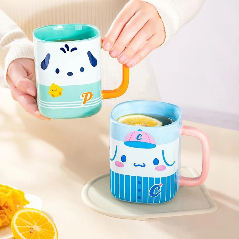 Pour Sanrio Tasses en Céramique 400ml Tasses à Jus Colorées de Bureau Design Décalcomanie Carré Dessin Animé Tasses à Eau Maison Petit Déjeuner Lait Tasses à Café