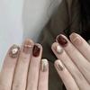 Brown Simple Handmade Nail Art Nude Nail Patch Decoration Finger