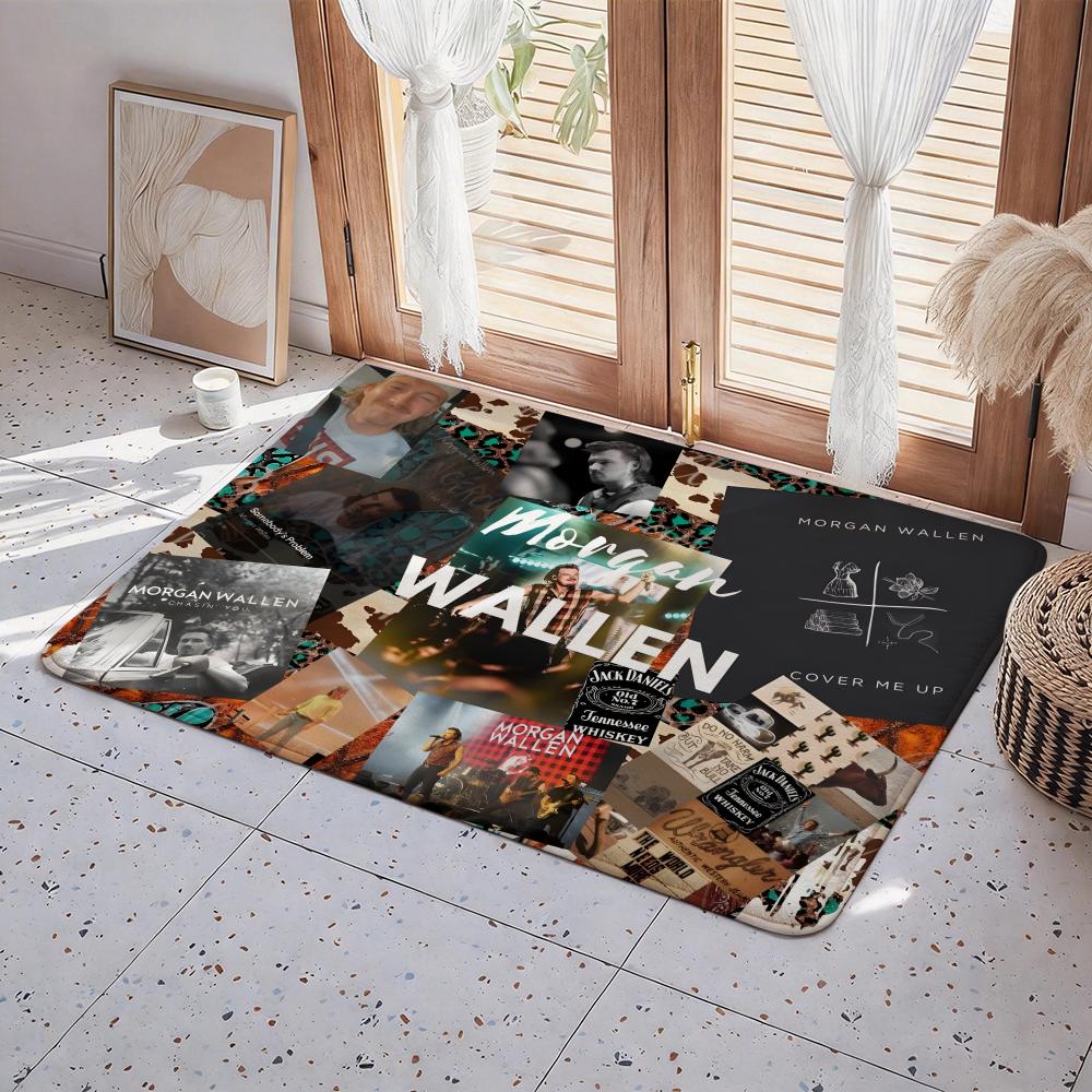 Singer M Morgan Wallen Floor Mat Eco  Flannel Doormat Non Slip Odorless Indoor Floor Rug Soft Short Plush Home Mat