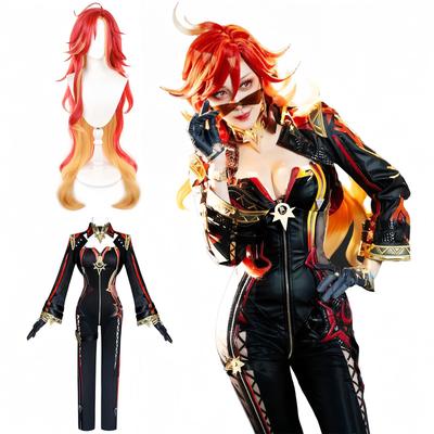 [NOKIJP] Genshin Impact Cosplay Marvica Cosplay Kostým, Genshin Impact Sekyra ohnivého boha (Marvica, XS)
