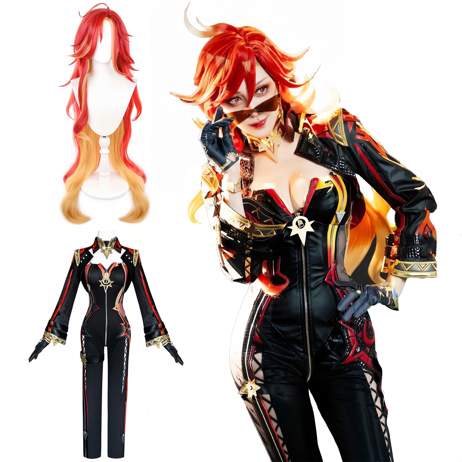 

[NOKIJP] Косплей Genshin Impact Марвица Косплей Костюм, Genshin Impact Топор Бога Пламени (Марвица, XS)