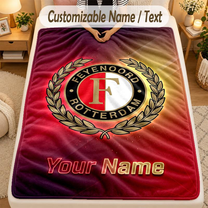 Flanel BattaniyeFeyenoord Özel İsim Yazısı Kişiselleştirilmiş Yumuşak Sıcak Atkı Battaniye Ev Dekorasyonu Hediye