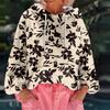 Women's Floral Print Loose Casual Long Sleeved Hooded Sweatshirt