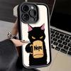 Phone Case for iPhone 17 Air 16E 15 16 Pro Max Black Cat Cartoon Cute Cover 14 Plus 13 12 Mini Soft Shell Silicone Fundas