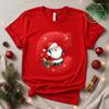 Christmas SantaAlphabet Letter Print T-shirt Short Sleeve Crew Neck Casual Top Kids Festive Holiday Women's Clothing Top