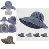 Foldable Sunshade Fisherman Hat With Wide Brim And Striped Pattern For Summer Outdoor Activities