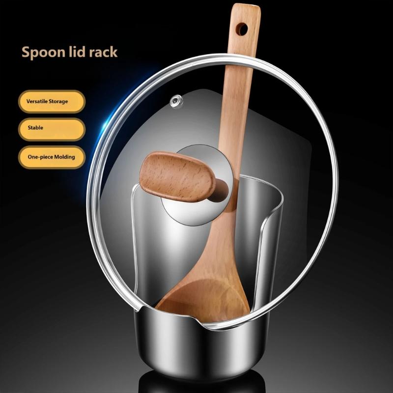 Stainless Steel Pot Lid Holder Cutting Board Stand, Freestanding Countertops Utensils Stand for Kitchen Cooking, Stove Side Use, and Meal Preps