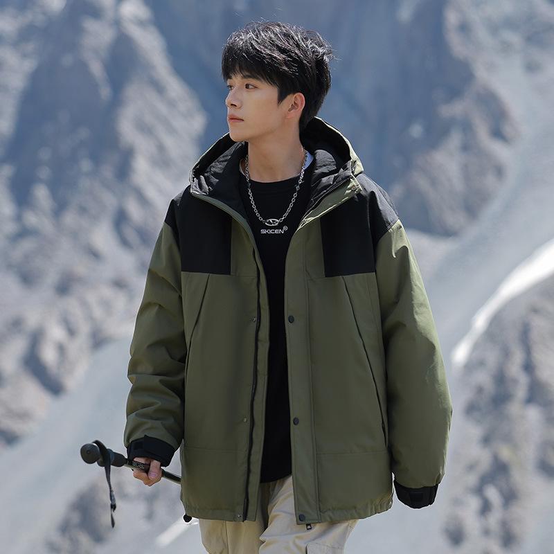 

Velvet hooded down jacket winter new thickened warm couple jacket men s and women s trendy loose bread jacket 3XL