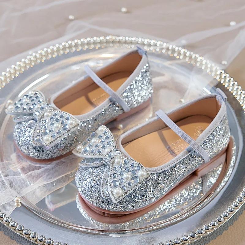 Loafer Kind Weiche Sohle Tanzparty Prinzessin Schuhe Meerjungfrau Lila Glitzer Ballettschuhe Kinder Mädchen