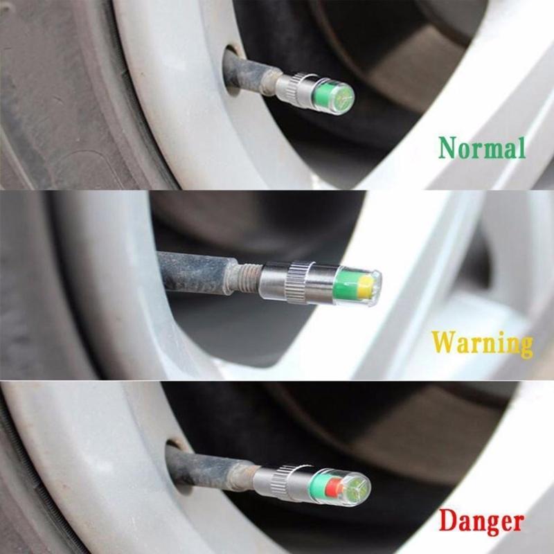 Pack Of 4 Car Tire Pressure Monitoring Cap with Real Time Detection Color Alert for Vehicles Pressure Monitor Stem Cover