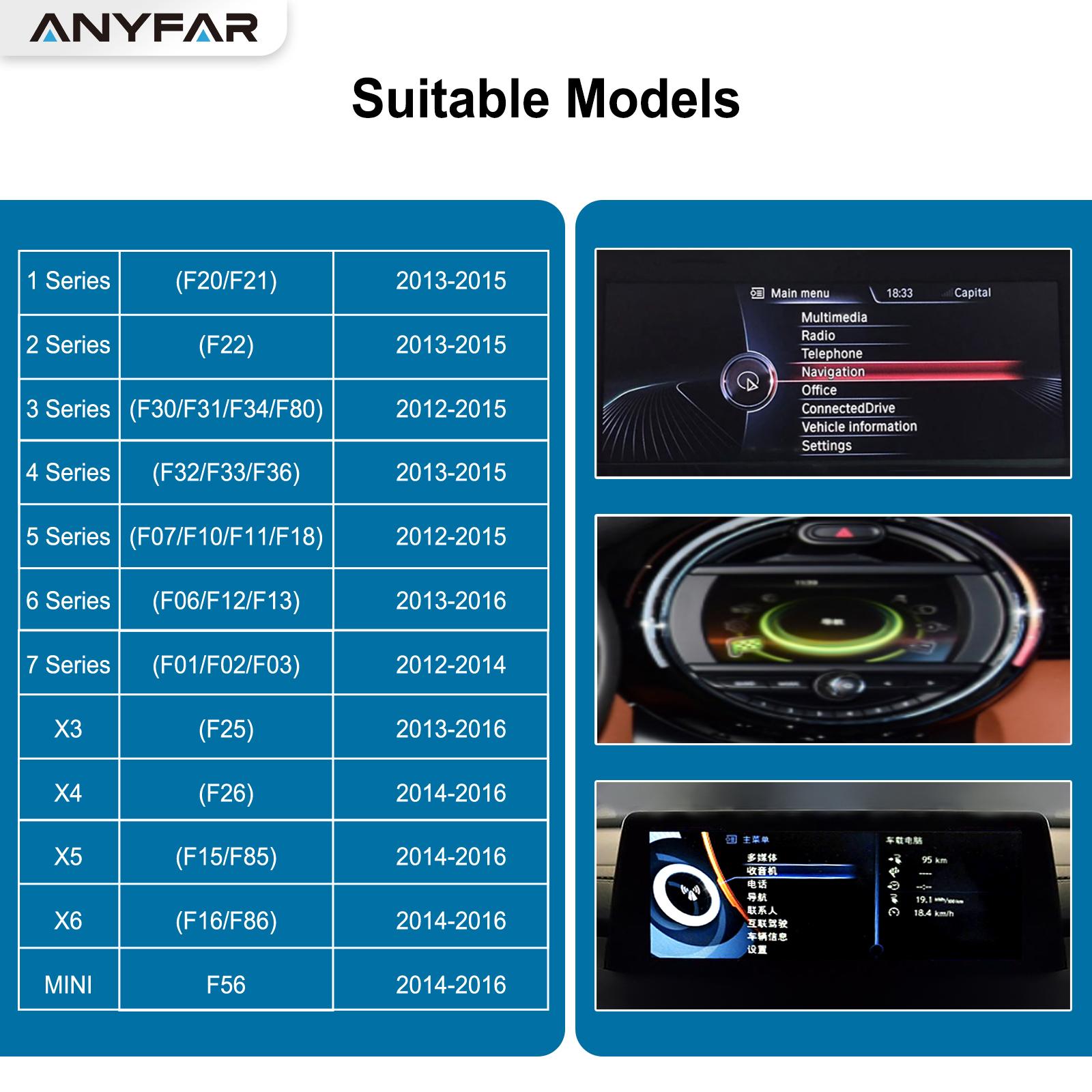 

ANYFAR Wireless CarPlay/Android Auto Adapter for BMW NBT System Carplay Retrofit Decoder Module, Supports OEM Controls NBT Decoder