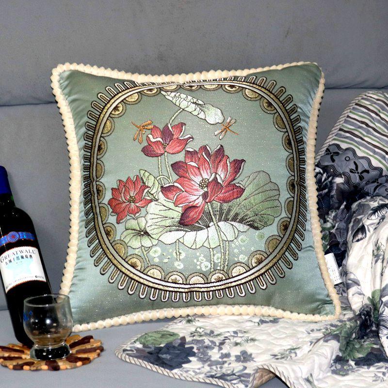 

European-Style Luxury Pillow Cover Mahogany Club Sofa Cushion Light Blue 48*48cm sleeve without core