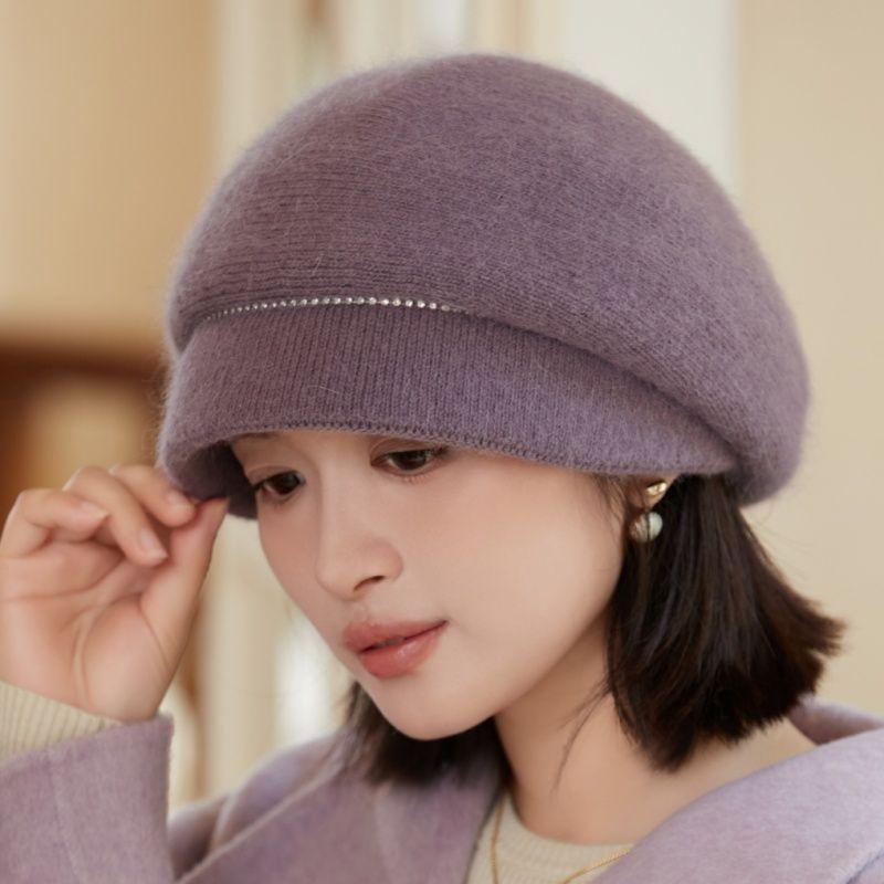 

Шапка из кроличьего пуха Женская Осень и Зима Для пожилых Теплая Утолщенная Холодная Мама Вязаный Берет Шапка average size elastic [54-59cm]