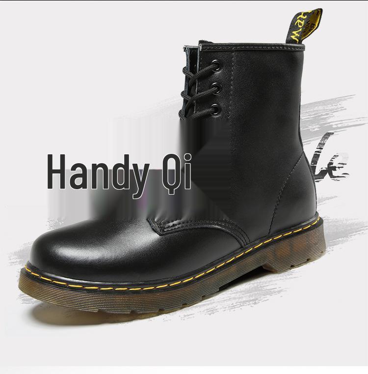 Men's Large-Size European Style Two-Layer Cowhide Martin Boots for Workwear and Casual Wear