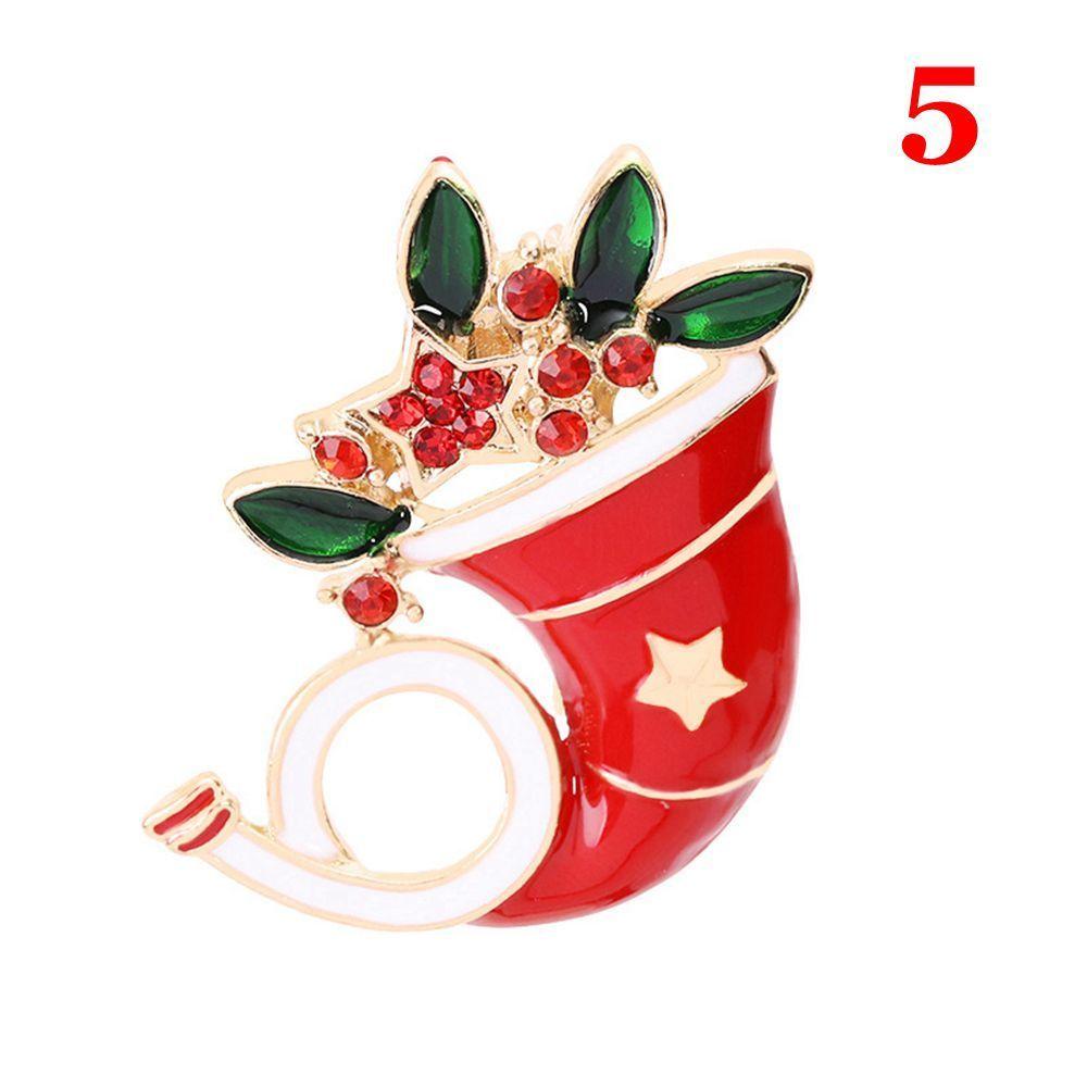 Merry Christmas Xmas Jewelry Enamel Brooch Santa Claus Hat Badges Pin Christmas Wreath Bells