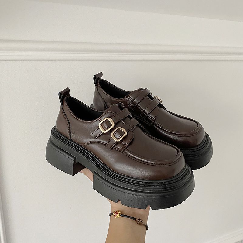 Vintage British Style Black Mary Jane Loafers Women's 2025 New Height Increase Trendy Versatile Loafers Fashion Shoes