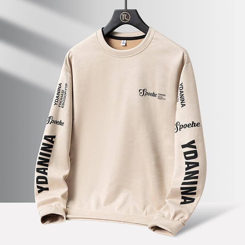 

Crew Neck Spring and Autumn Men s Korean Version Slim-fitting Youth Letter-printed Casual Versatile Top M абрикосовий