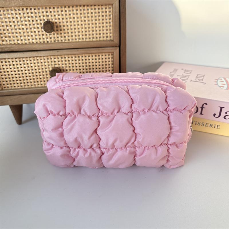 New Quilted Makeup Bag for Women Cosmetics Organizer Portable Travel Skincare Toiletry Bag Student Stationery Pouch Pencil Case