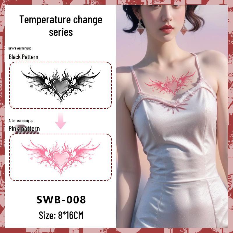 Temperature-Sensitive Succubus Finger Color-Changing Waterproof Tattoo Sticker - Cute Cartoon Design