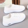 Women'S Breathable Casual Sneakers - Summer White & Black Low-Top Lace-Up Shoes with Rubber Sole, Fabric Lining, and Plain Toe Design for Casual Attir