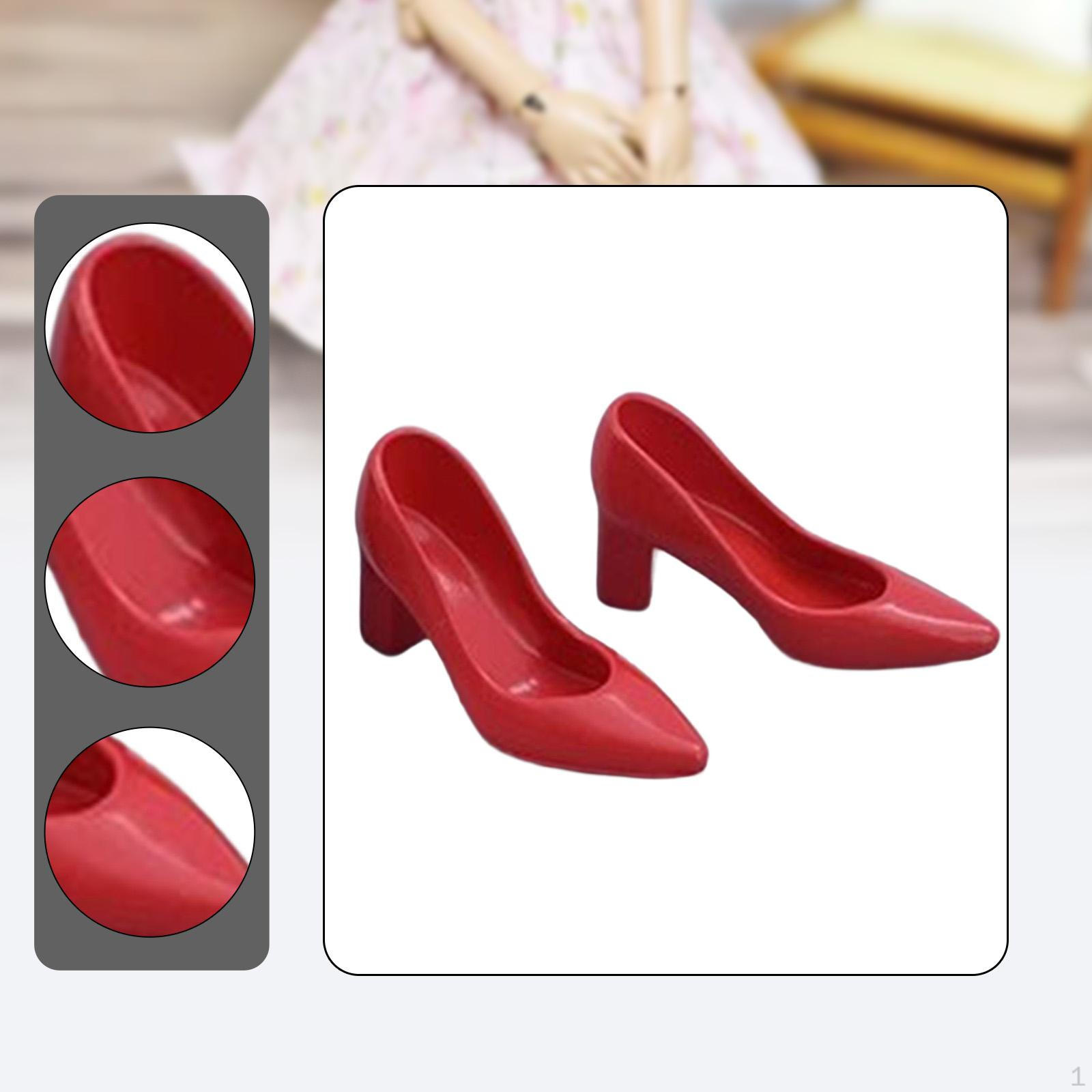 

1/6 BJD Кукольная обувь, Мини, Костюмированная одежда Реалистичные Креативные туфли на высоком каблуке Модель на каблуке для красный