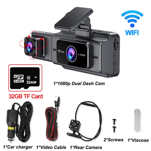3 Camera Dash Cam For Cars WIFI Car DVR 1080P 3Inch Video Recorder Rear View Camera G-Sensor Black Box Car Accessory Car Dvr