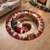 Soft Crystal Velvet Mat Christmas Santa Claus 3D Round Carpet Floor for Holiday Area