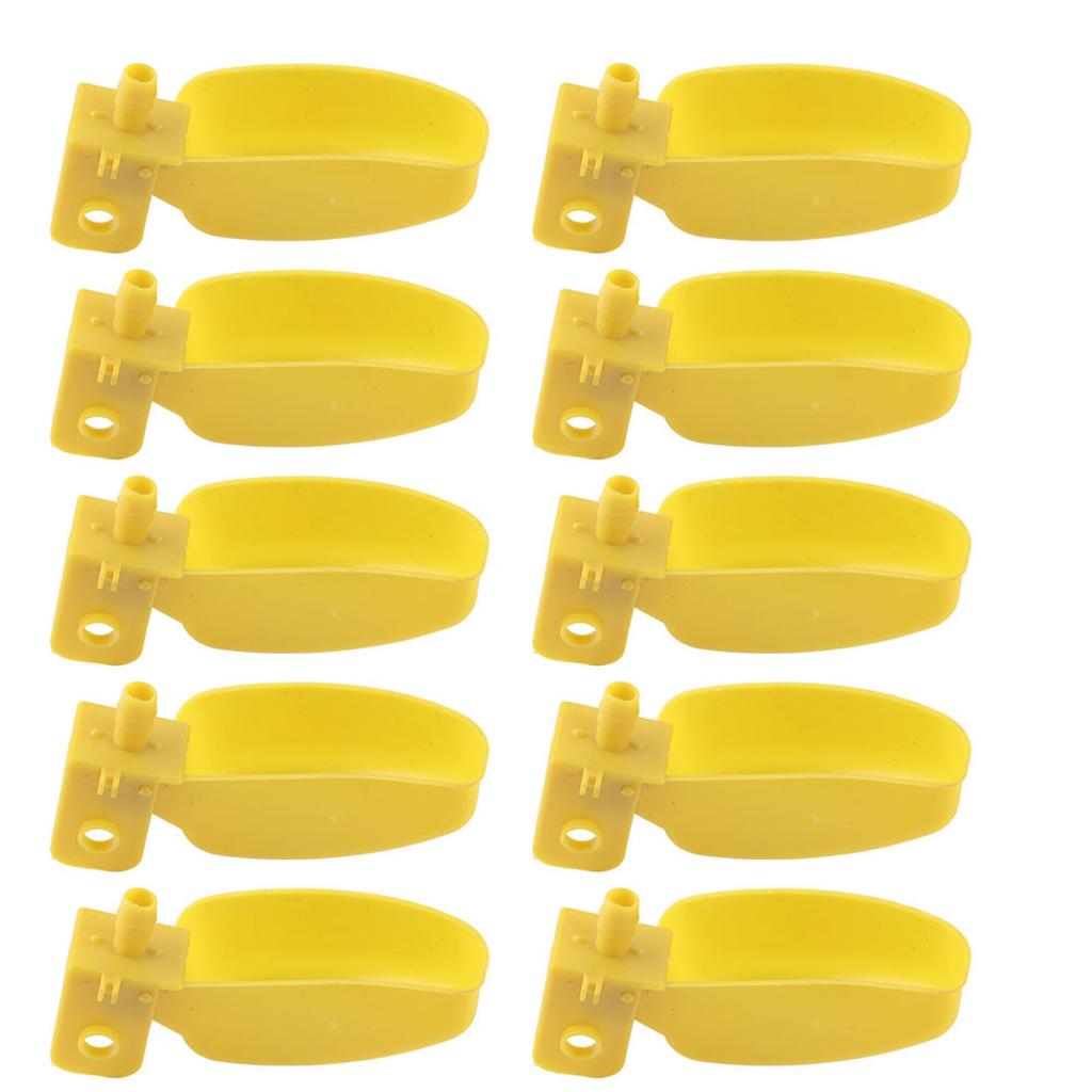 10Pcs Automatic Waterers Yellow Drinking Cups Bowl for Quail Chicken Birds Large SizeLeft