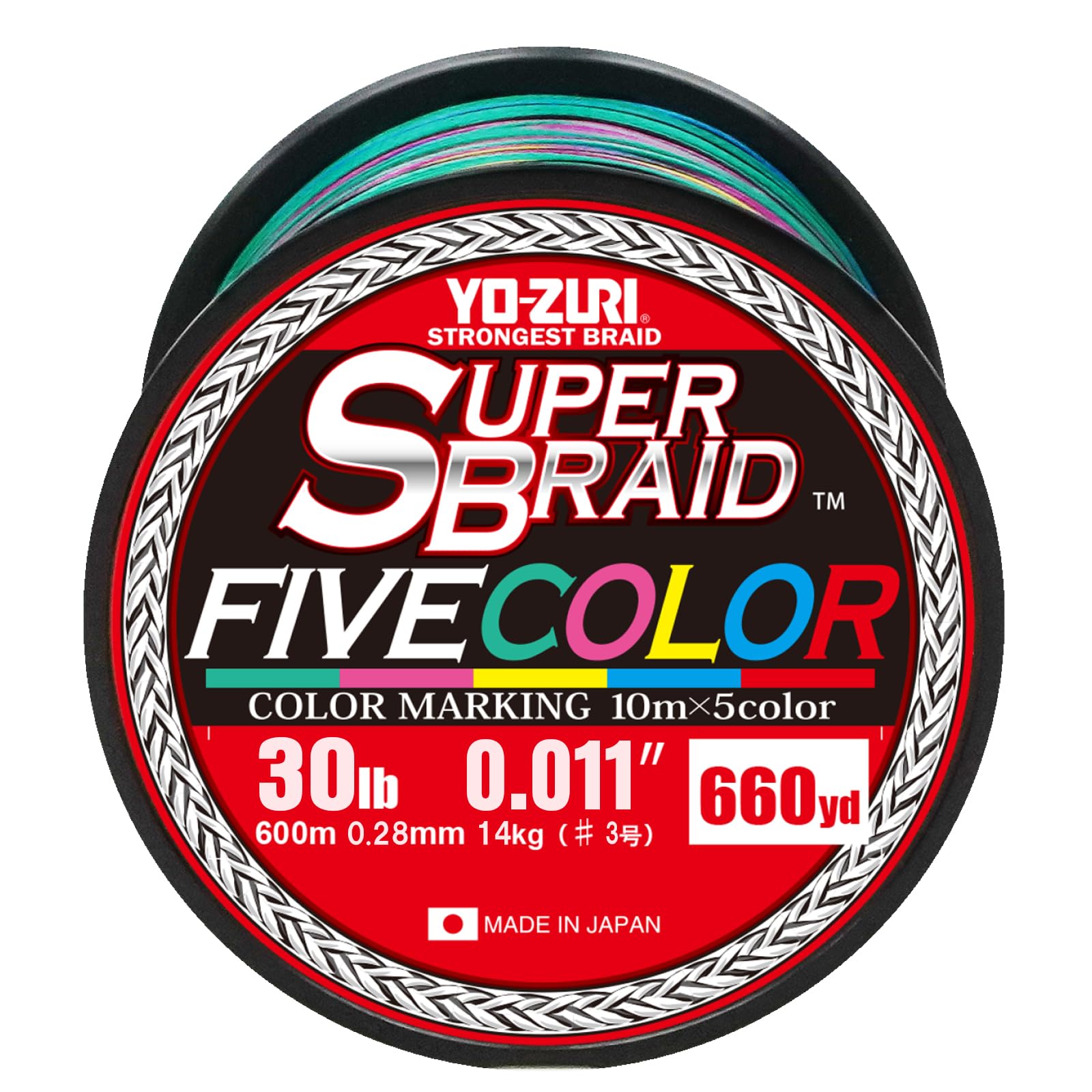 

PE Line Super Braid Five Color 660YDS 30Lbs 5 colors YO-ZURI Colors