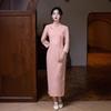 New 1011 autumn and winter national style improved jacquard cheongsam new Chinese large size long wedding ceremony performance generation