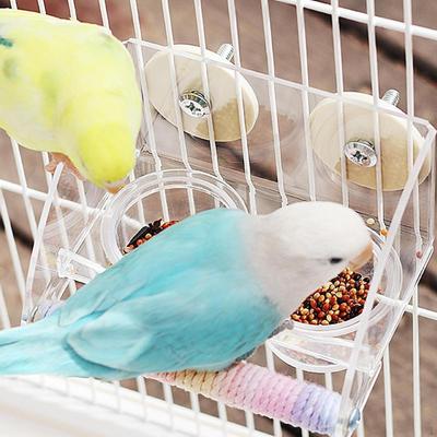 Bird Feeder for Cage Double Feeding Bowls Practical Accessory Resting Sturdy Perch
