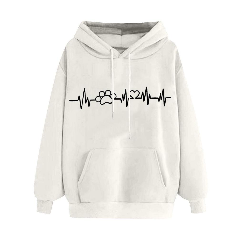 2026 spring love printing cross-border sweater loose men's and women's trendy hoodies hooded tops women's European and American clothing