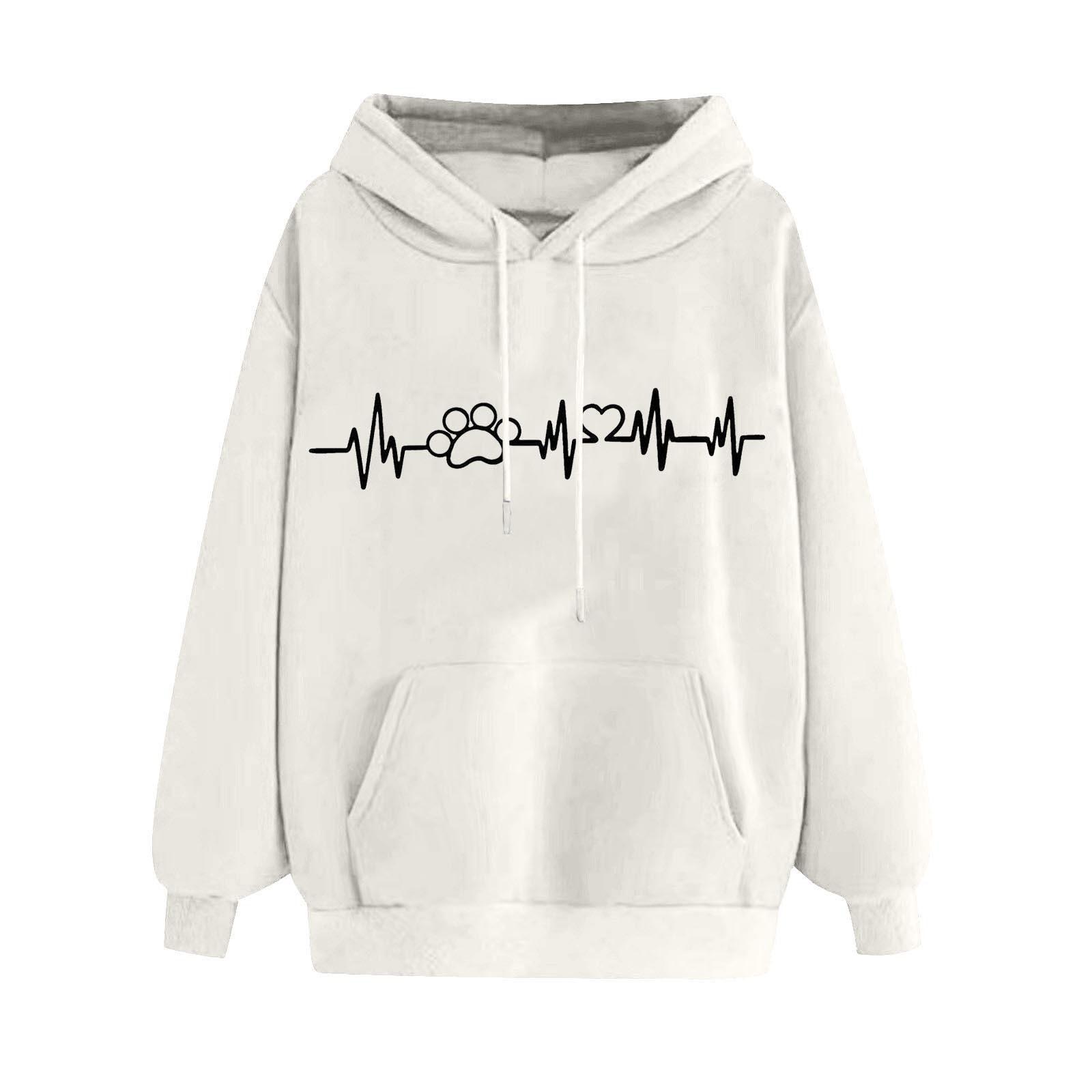 

2025 Spring Love Printed Sweater Loose Men s and Women s Trend Hoodie Hooded Top Women s European and American Clothing S