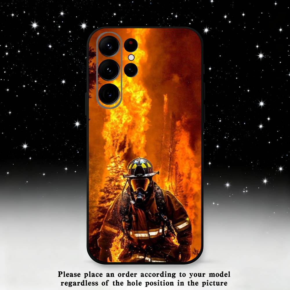 Fire Safety Firefighter Phone Case For Samsung S25,S24,S23,S22,S21,S20,S10,Ultra,Plus,Lite,FE,Soft Silicone Black Cover