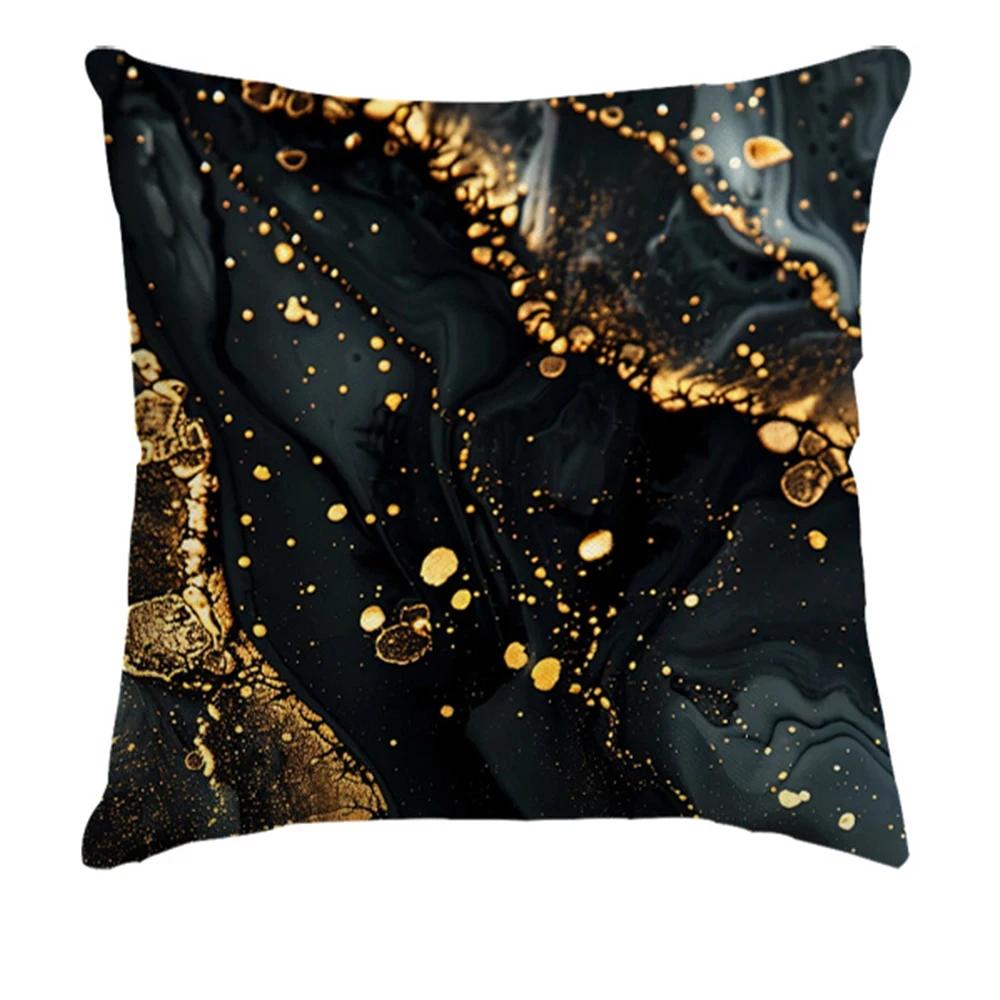 Gold marble pattern pillowcase, pillowcase ultra-soft polyester material living room sofa back car pillowcase decoration