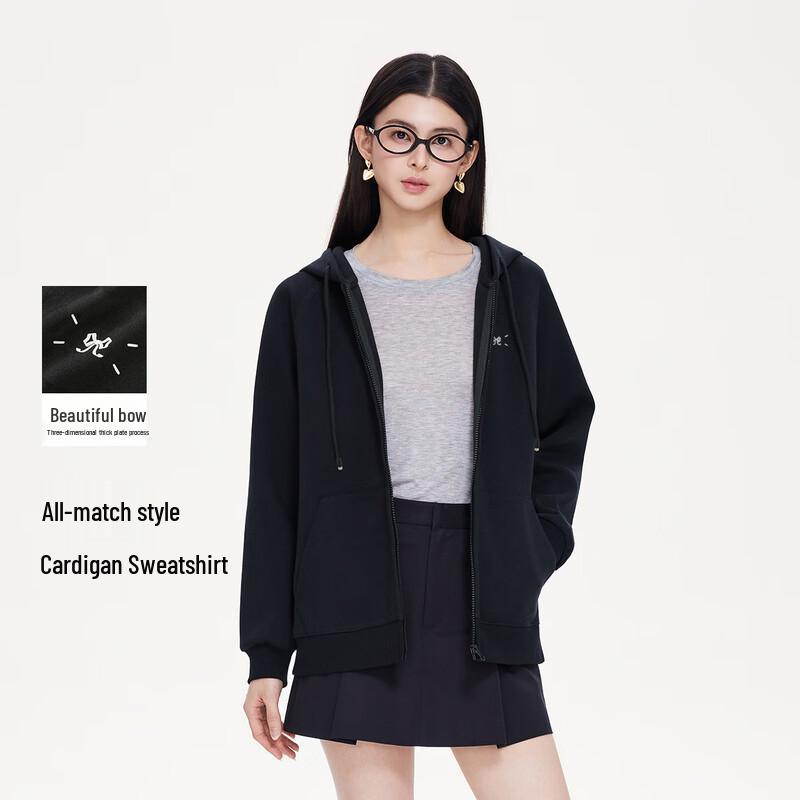 

Женская толстовка на молнии с капюшоном и принтом в виде бантиков FivePlus XL