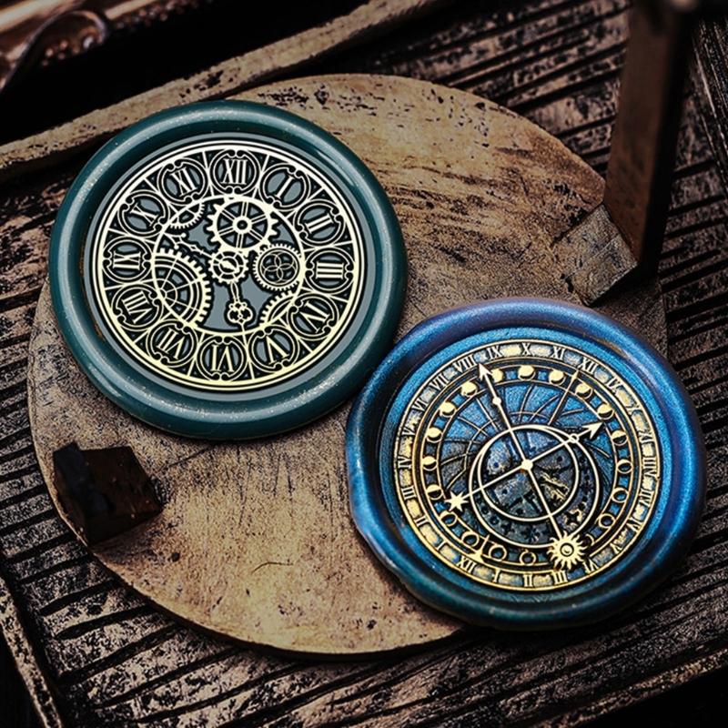 Astronomical Series Sealing Waxed Stamp Brass Head Clock Wax Seal Stamp for Envelope Wedding Invitation Decorations