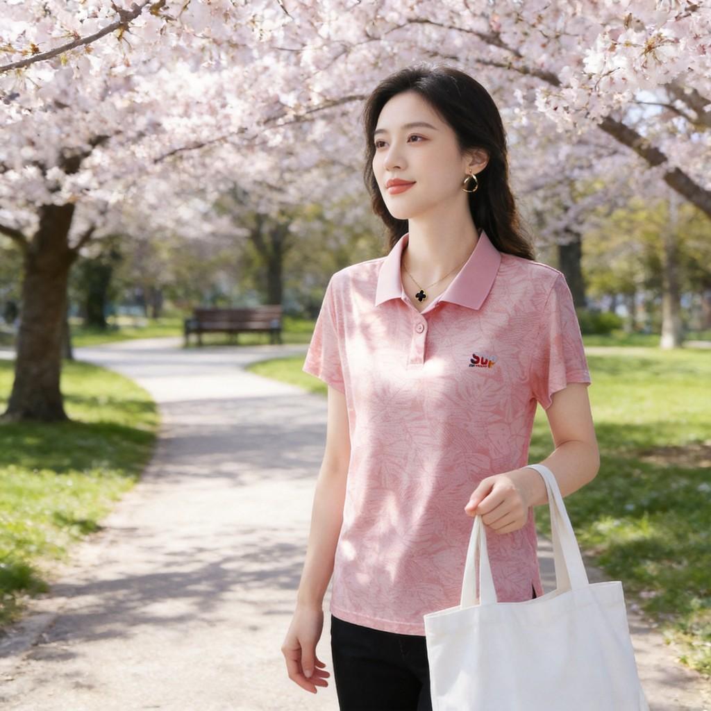 Casual Polo T Shirt With Letter Print For Women Summer Comfort Fit