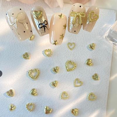 50 pièces Mélange Cœur Alliage Décorations Nail Art Saint-Valentin