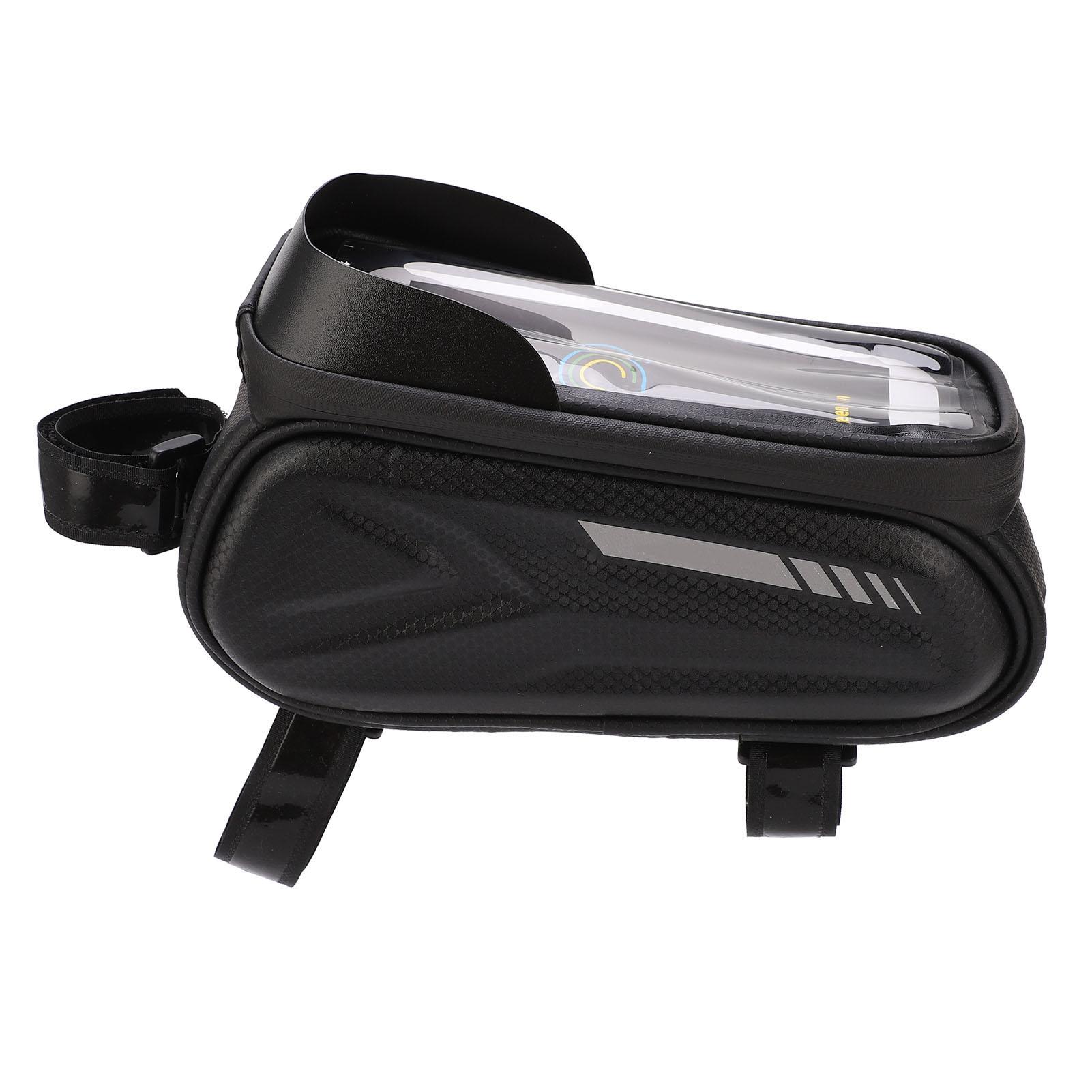 Bike Phone Front Frame Bag Waterproof Reflective Bicycle Phone Mount Top Tube Bag Pouch White reflective