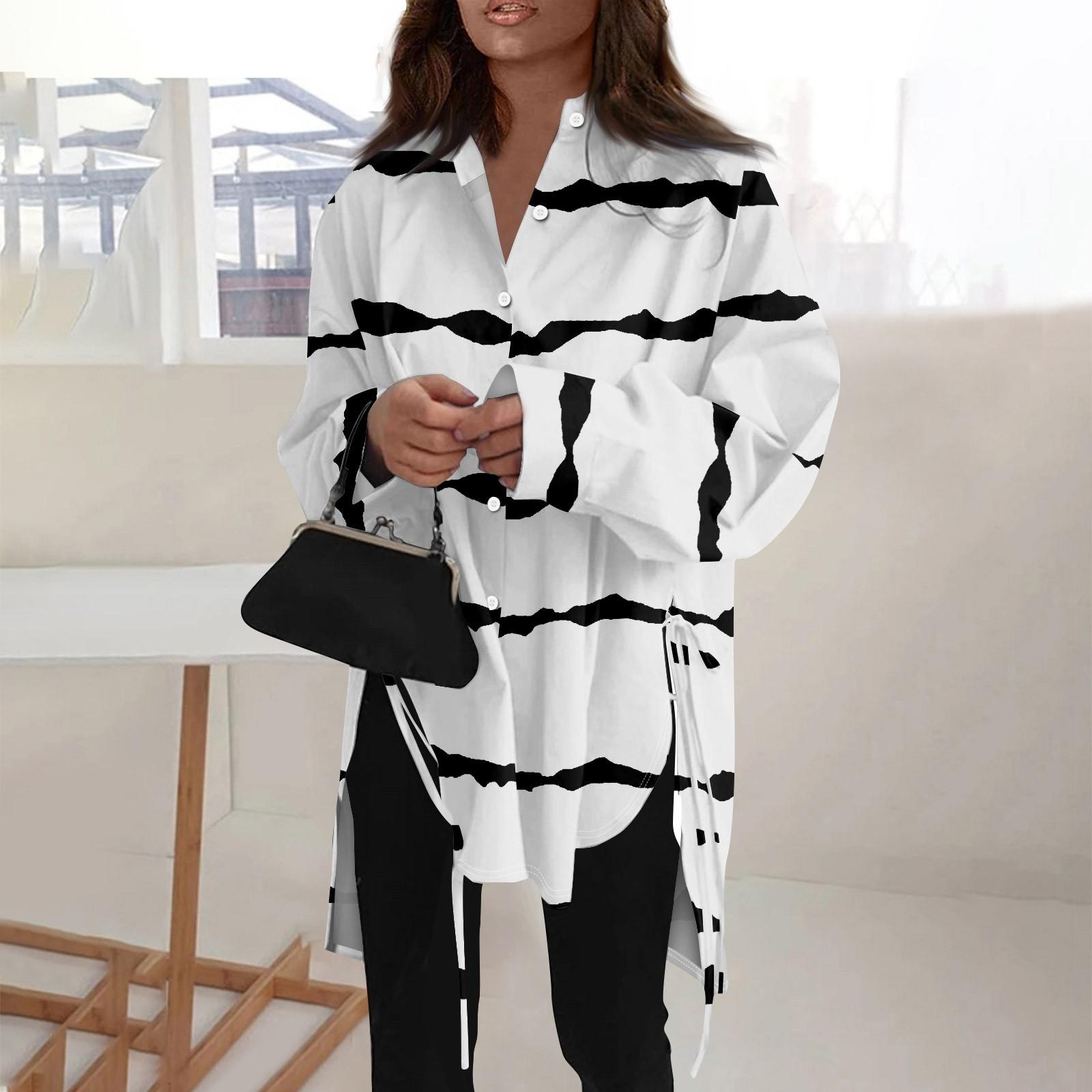 

Модная повседневная однотонная рубашка с длинными рукавами и лацканами свободного типа для женщин XXXXXL белый