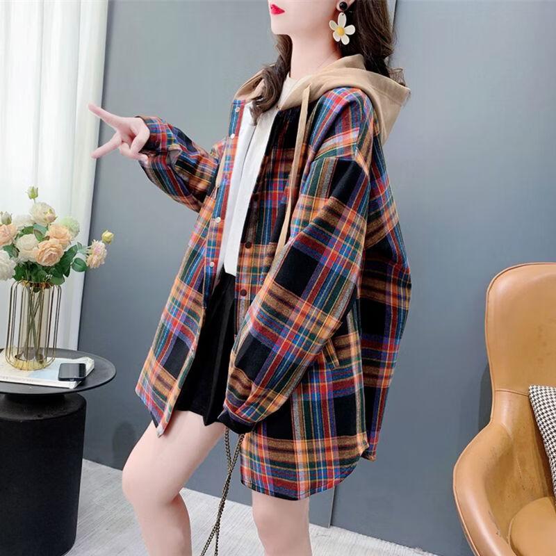 Women's Plaid Fleece-Lined Hooded Shirt Jacket