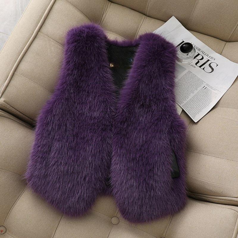 Herbst Winter Faux Fuchs Pelz Weste Kurzer Roter Mantel für Damen Süße und Warme Oberteile