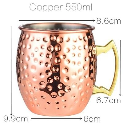 1PCS Cocktail Cup 550ml Hammered Copper Plated Moscow Mule Mug - Beer/Coffee Cup for Enhanced Flavor Experience Tazas Bar Tool