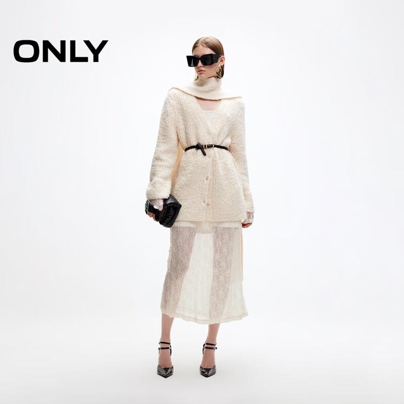 ONLY Women's Loose V-Neck Scarf Cardigan Sweater